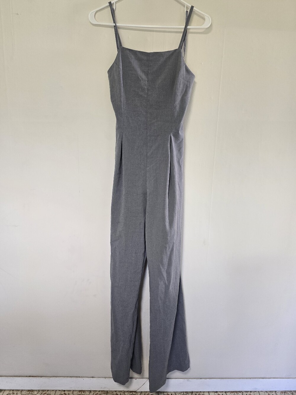 Monteau Light Gray Sleeveless Wide-Leg Jumpsuit